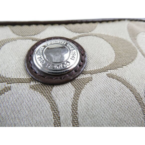 Coach Signature Khaki Mahogany Wristlet - Picture 12 of 14